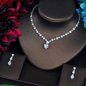 Colar brincos conjunto hibride luxo cor verde cz para vestido de casamento feminino acessórios preço por atacado gota N-450