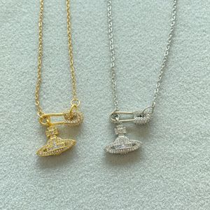 Pendant Necklaces Diamond Pin Pendant Chain Necklace Personality Fashion Simple Trend Niche Planet Sweater Chain