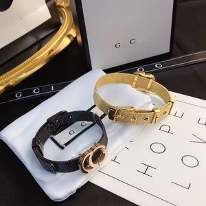 Black Original Letter Classic Wedding Birthday Gift Bangle High Quality Gold Plated Jewelry Bracelets