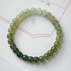 Strand Hetian Jade Gradually Change Color Hand String Old Type Bead Qinghai Material Bracelet Female