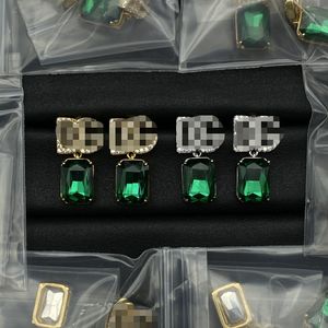 European and American emerald Diamonds Zircon letter earrings Women Ear Stud wedding embellish wear Jewelry