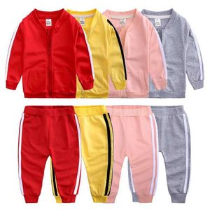 Kläduppsättningar Nyhetsspårning kläder Baby Boy Cloths Set Casual Baby Girl Clothing For Newborn Suit Cotton Zipper Coat+Sports Pants 2 PCS