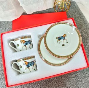 Tazza di caffè di fascia alta set in stile europeo set di tè pomeridiano set da tè nero caffè 2 tazze 2 piattino cassetta regalo