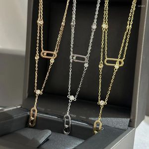 Chains French Jewelry High Quality 925 Silver Slideable Double Chain Smooth Necklace For Women Charming Gift Of Wedding