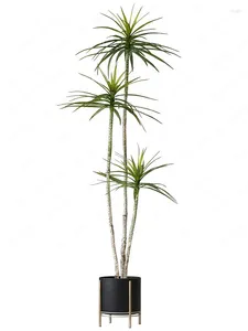 Flores decorativas simulação planta folha estreita agave pote biônico dracaena vento silencioso vegetação bonsai