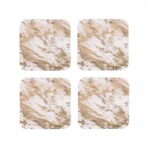 Bord mattor Golden Smudge - Blush Marble Coasters kaffeset av 4 placemat mugg bordsartiklar dekoration tillbehör kuddar för hemkök