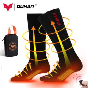 Sports Socks DUHAN Winter Motorcycle Heated Sock Rechargeable Battery Stocking Electric Heating Ski Man Thermal with Warmer Foot 231215