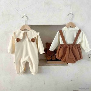 Комплекты одежды 3 шт. Рубашка для новорожденных девочек, комбинезоны, детские комбинезоны, цельный медведь, модная одежда с героями мультфильмов для малышей, R231215