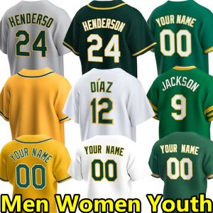 Niestandardowe koszulki baseballowe Rickey Henderson Reggie Jackson Esteury Ruiz Aleedmys Diaz Nick Allen Brent Rooker Seth Brown Shea Langeliers Men Men Jersey