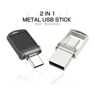 Metal Mini Type-C USB Flash-enheter med nyckelkedja Pen Drive High-Speed ​​U Disk 64GB/32GB/16GB/8GB/4GB Creative USB Stick Gift Present