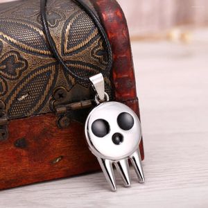 Hänge halsband anime soul eater halsband för kvinnor män goth spöke skalle halloween tillbehör läder rep kedja gotiska smycken vgn085