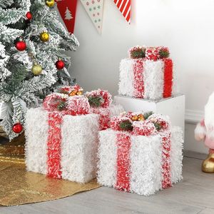 Outros suprimentos para festas de eventos 3 unidades / conjunto Caixa de presente de Natal Ornamento Caixa de presente de neve Xmas Eve Tree Home Party Decoração Kid Gift Year Navidad 231214