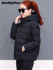 Parkas femininas para baixo 2023 jaqueta feminina parka para baixo algodão acolchoado casaco outono inverno fino curto com capuz quente engrossar jaquetas outerwear feminino L231215