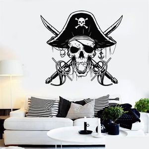 Adesivos de parede Pirate Sabres Skl Sea Adesivo Náutico Home Decor para Kids Room Vinyl Decal Banheiro Papel de Parede Quarto Mural 3148 2265 DH2HQ