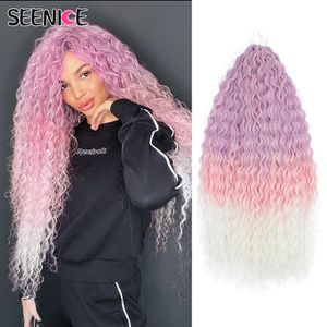 Parrucche sintetiche X Capelli ricci Onda d'acqua Torsione Uncinetto Intrecciatura profonda Ombre Biondo Rosa Treccia da 22 pollici 231214