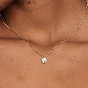 Colares pingentes Waterdrop Cristal Pingente Colar para Mulheres Moda Coreana Cor Dourada Geométrica CZ Gargantilha Corrente no Pescoço Acessórios JóiasL231215