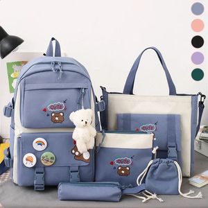 Plecaki 5 Placeesset Śliczne dziewczęta plecak dziecięcy plecak Oxford Torb Bag Moneta Portfel Penlet Case Cross Body Bag 231214