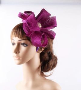 Фиолетовая королевская вечерняя шляпа-волшебница для женщин, элегантная винтажная шляпа на голову, повязка на голову, головной убор для свадебных мероприятий, гонок