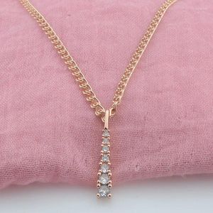 Colares de pingente FJ Irregular Long Ladies Femme 585 Rose Gold Color Cubic Zircon Chains Jóias