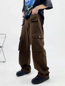 Erkek pantolon Amerikan retro gündelik tulumlar yüksek sokak moda ins niş tasarım birden fazla cep gevşek