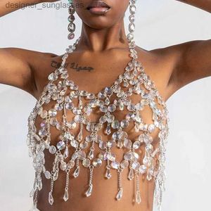 Other Fashion Accessories Stonefans Hollow Bling Crystal Bra Chain Sexy Lingerie for Women Rave Accessories Bikini Bo Chain Dress Necklace Party JewelryL231215