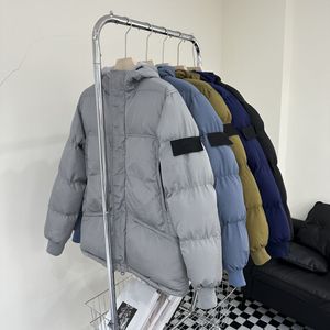 Island 23FW Нейлоновые пуховики с металлическим капюшоном Черный Темно-синий Topstoney Мужская женская зимняя теплая стеганая куртка с большим карманом ST23 Светло-голубая серебристо-серая Землянично-желтая ветровка