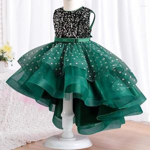 Girl Dresses Girls' Sequin Polka Dot Trail Embroidered Bow Knot Puffy Dress High End Banquet Show Performance