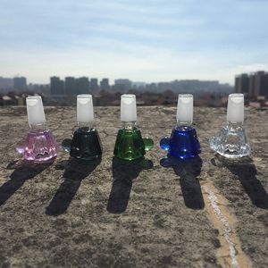 Latest Colorful Glass Octagon Style Smoking Portable Replaceable 14MM 18MM Male Joint Interface Bong Waterpipe Bubbler Drop Handle Handpipe Herb Tobacco Bowl