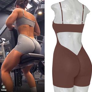Lu Lu Align Pad V Cut Back Scrunch Sets Body Body Training Fitness Einteiliger Overall Tanzen Weiblicher Anzug Strampler Zitronen LL Übung