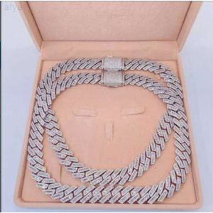 Nya designsmycken Silver 925 VVS Round och Baguette Moissanite Cuban Link Diamond Chain Hip Hop Necklace