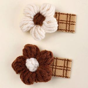 Hårtillbehör Korean Simple Knitting Clip Headwear Girls Flower Hairn Pins Hairgrips Kids Barrettes Headboard Ornaments
