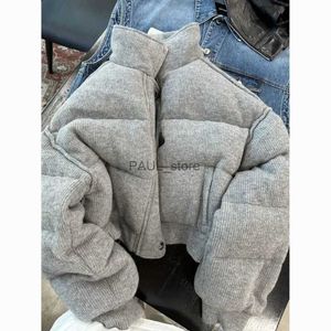 Kadınlar Down Parkas S-3XL Kısa Parkas Kadınlar Artı Boyut Kırpılmış Coats Street Giyim Kalın Püskürtme Ceket Kış Koreli Pamuk Yastıklı Dışişleri231215