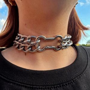Pendant Necklaces Harajuku Bone Metal Necklace For Women Girl Punk Cool Cute Funny Gifts Party Choker Trendy Statement Jewelry