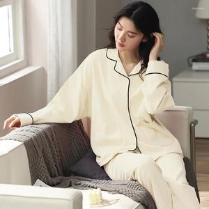 Women's Sleepwear Women Pajamas Set Autumn Spring Cotton Pijamas Elegant Long Sleeve Pajama Ladies Loungewear Pyjama Female