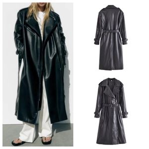 Damenjacken PB ZA2023 Vielseitiger, mittellanger Revers-Stil, trendiger und Retro-Trenchcoat aus Hongkong-Kunstleder 231215