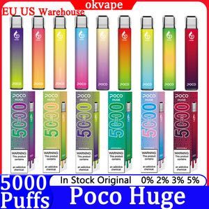 Puff 5k POCO Huge 5000 Puffs Vape Einweg-E-Zigaretten 5 % EU US-Lager 15 ml vorgefüllter Pod Mesh Coil 950 mAh wiederaufladbarer Akku Stift Authentisch