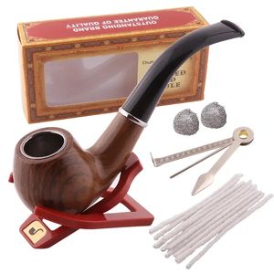 1 Set klassische Harz-Tabakpfeife, Ebenholz-Kräutermühlenpfeife, Raucher-Schornsteinfilter-Geschenke für Männer, Rauchzubehör