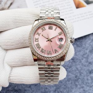 Relógio masculino de luxo marca de alta qualidade relógio mecânico automático 37mm rosa face time life pulseira de aço inoxidável à prova d'água relógio esportivo masculino