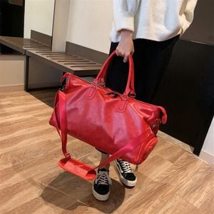 Designer-Fashion Black Water Ripple 45 cm Sports Duffle Bag Red Bagage M53419 Mężczyzna i kobiety torby na Duffel z zamkiem TAG252J