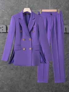 Dwuczęściowe spodnie damskie Work Business Work noszenie pant furl Purple Pink Khaki Orange Coffee Black Office damskie blezer i spodnie formalny 2 -częściowy zestaw 231215