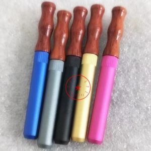 Colorful Mini Aluminium Wood Pipes Dry Herb Tobacco Catcher Taster Bat One Hitter Portable Innovative Smoking Tooth Digger Tube Cigarette Holder Dugout Tips