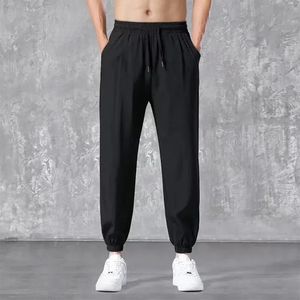 Calças masculinas verão fino gelo seda rápida seca solta esportes tendência todos os pés gravata casual sweatpants 90s roupas vintage 231215