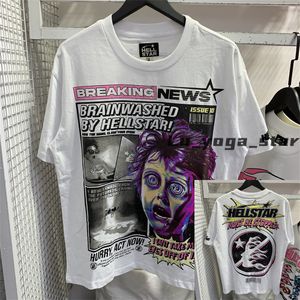 HellStar T Shirt Designer T Shirts Graphic Tee Ubrania Ubrania Hipster Myjany materiał Street Graffiti Filt Foil Print Vintage czarne luźne dopasowanie D2