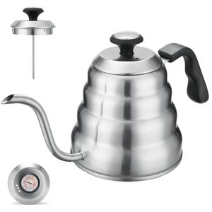 Coffee Pots Coffee Kettle1L/1.2L Stainless Steel Pour Over Coffee Pot Kettle Drip Kettle with Thermometer For Home Office Cafetera 231214