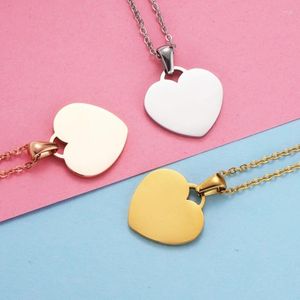 Pendant Necklaces 20x20mm 10Pcs/Lot Mirror Polish Heart Necklace Stainless Steel Cross Chain For Mens Women's Trends 2023 Jewelry