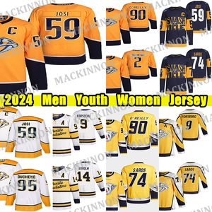 # 59 Roman Josi camisa de hóquei # 90 Ryan O'Reilly Filip Forsberg Juuse Saros Ryan McDonagh Yakov Trenin Colton Sissons Nyquist Luke Schenn Personalizado Homens Jovens Mulheres Jerseys