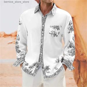 Men's Polos Luxury Fashion 2023 Men's Shirt Comfortable Bamboo Fiber Cotton Men's Pocket Button Shirt Long Sleeve S-6XL 10 Colors HD Pattern Q231215