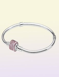 Bracciale con chiusura firmata Fancy Pink Cz autentico argento sterling 925 adatto a gioielli in stile europeo con perline Andy Jewel 590723CZS3780561