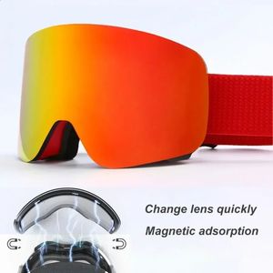 Лыжные очки Профессиональные зимние лыжные очки Магнитные быстросменные линзы Лыжные очки Двухслойные противотуманные очки для сноуборда Лыжное снаряжение 231214