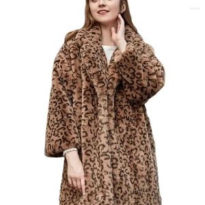 Kvinnors päls streetwear vinter leopard kappa faux långjacka mjuk bomullsbyggnad rockar dam lös fluff överrock